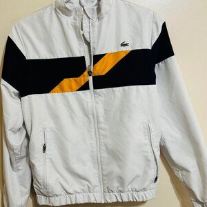 Lacoste Bomber Jacket Size 14 Full Zipper White/Blue